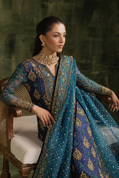 Pure Chiffon Midnight Blue Embroidered Dress - WW317