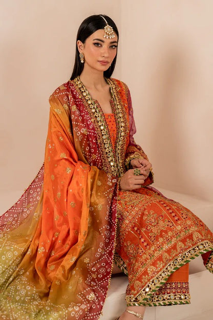 Pure Chiffon Orange Embroidered Wedding Dress - WW341