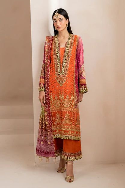 Pure Chiffon Orange Embroidered Wedding Dress - WW341