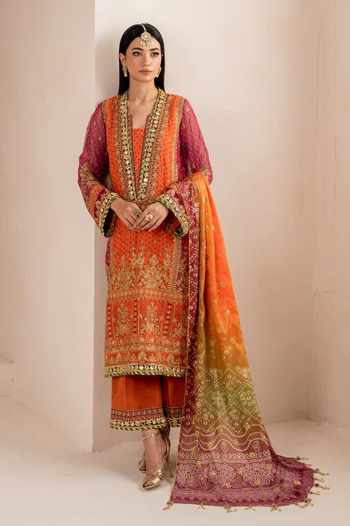 Pure Chiffon Orange Embroidered Wedding Dress - WW341