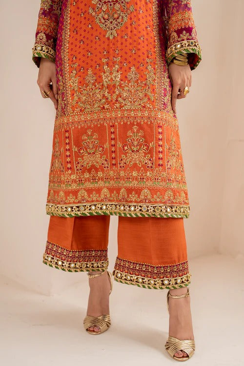 Pure Chiffon Orange Embroidered Wedding Dress - WW341