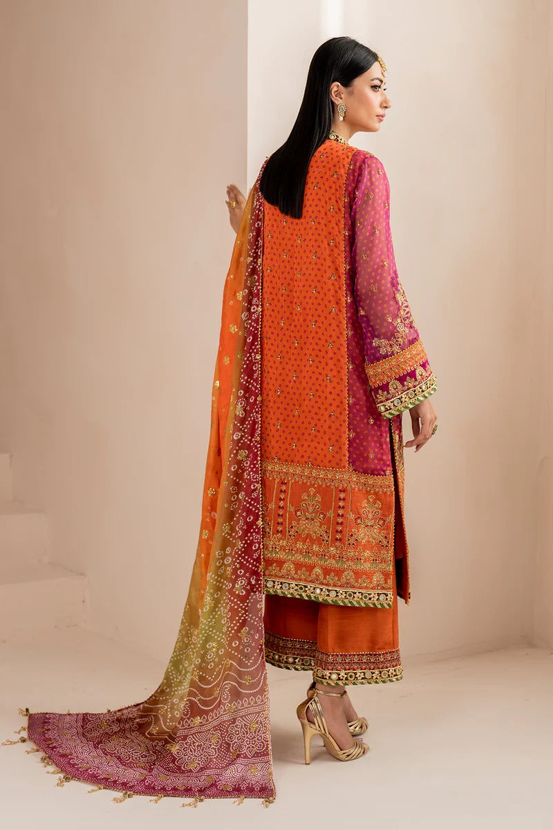 Pure Chiffon Orange Embroidered Wedding Dress - WW341