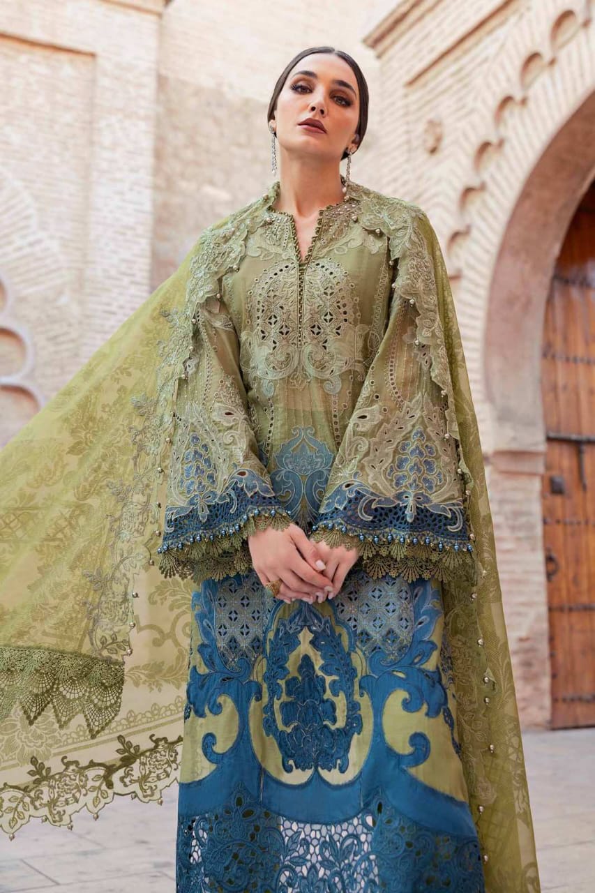 Pure Lawn Green Embroidered Eid Outift - LL366