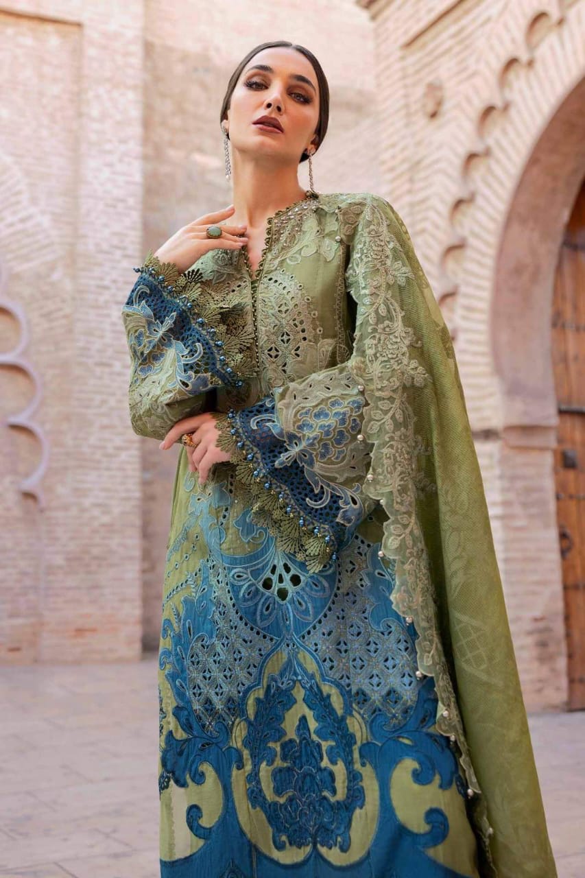Pure Lawn Green Embroidered Eid Outift - LL366