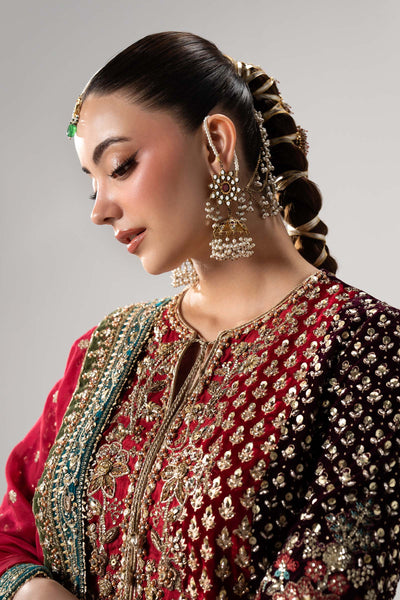 Pure Velvet Black Embroidered Wedding Dress - WW603