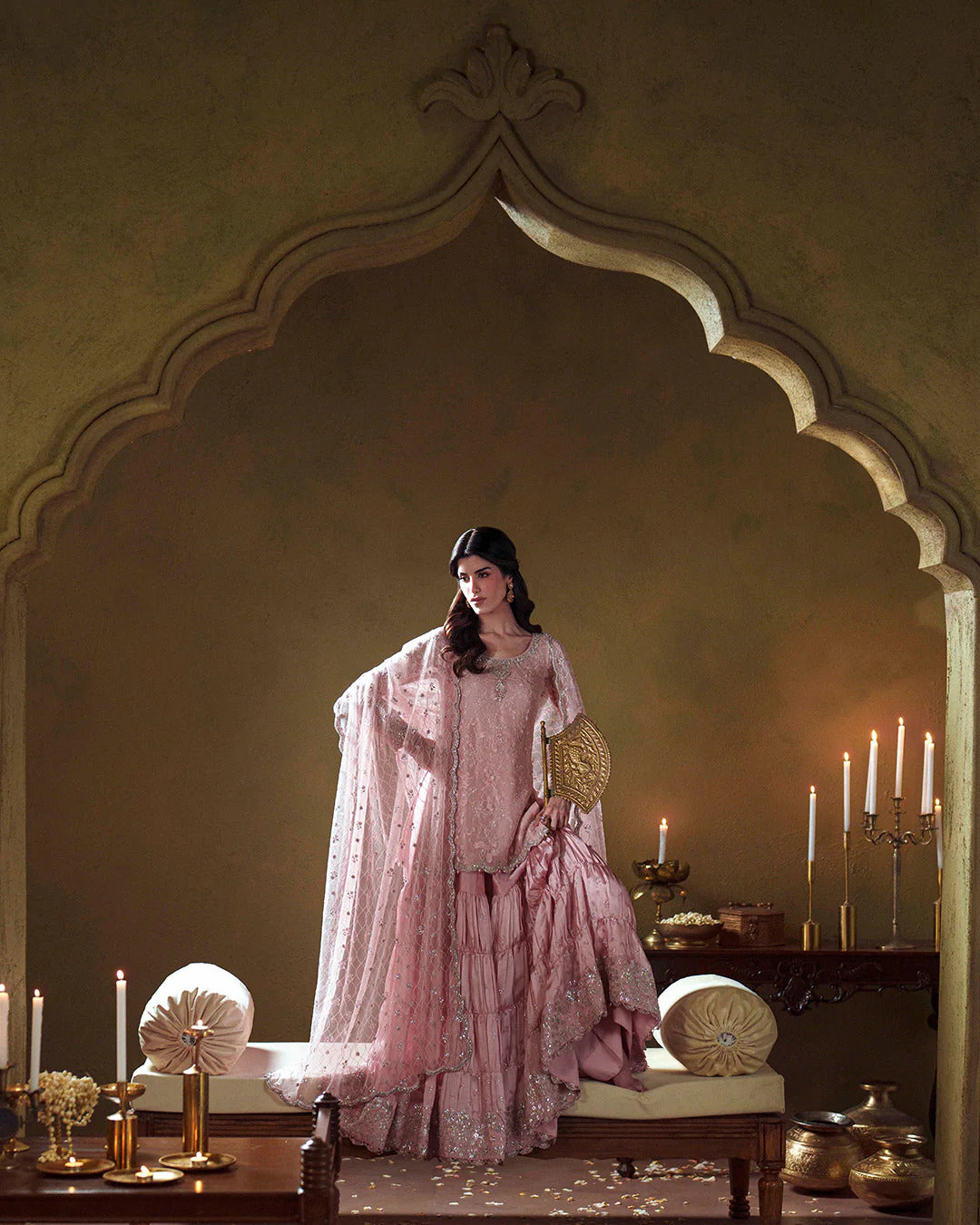 Pure Chiffon Baby Pink Embroidered Dress - WW529