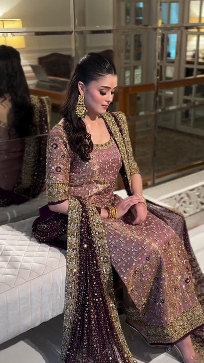 Pure Mysoori Pink Gold & Plump Embroidered Dress - WW527