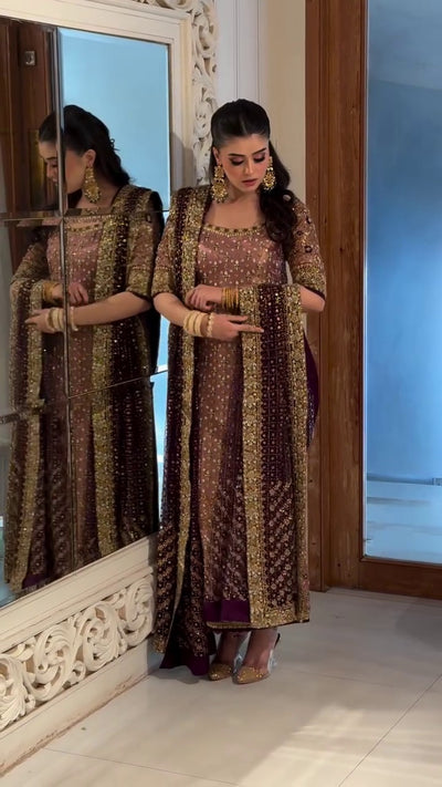 Pure Mysoori Pink Gold & Plump Embroidered Dress - WW527