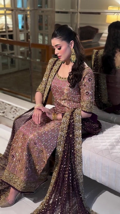Pure Mysoori Pink Gold & Plump Embroidered Dress - WW527