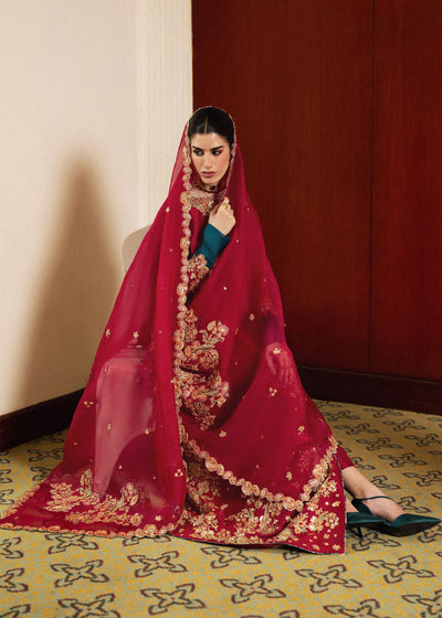 Pure Raw Silk Red Embroidered Dress - WW525