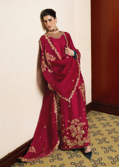 Pure Raw Silk Red Embroidered Dress - WW525
