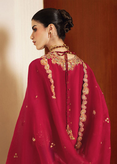 Pure Raw Silk Red Embroidered Dress - WW525