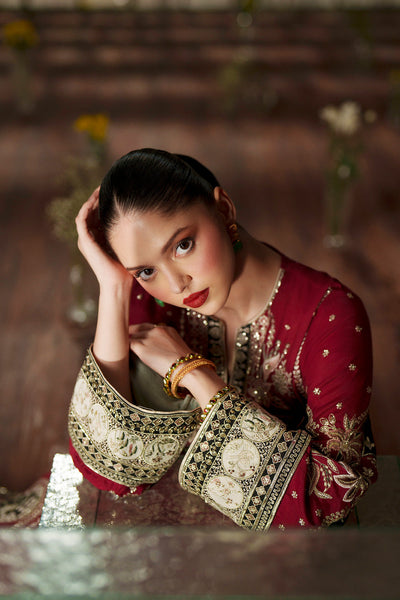 Pure Raw Silk Kaftan Styled Embroidered Dress - WW520