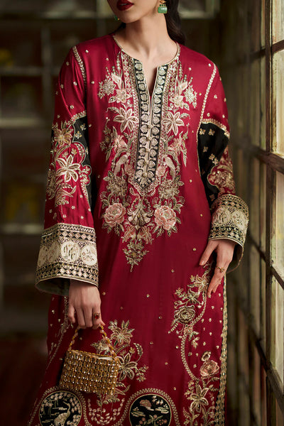 Pure Raw Silk Kaftan Styled Embroidered Dress - WW520