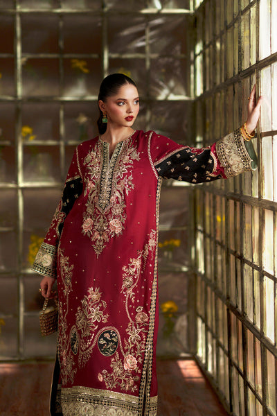 Pure Raw Silk Kaftan Styled Embroidered Dress - WW520