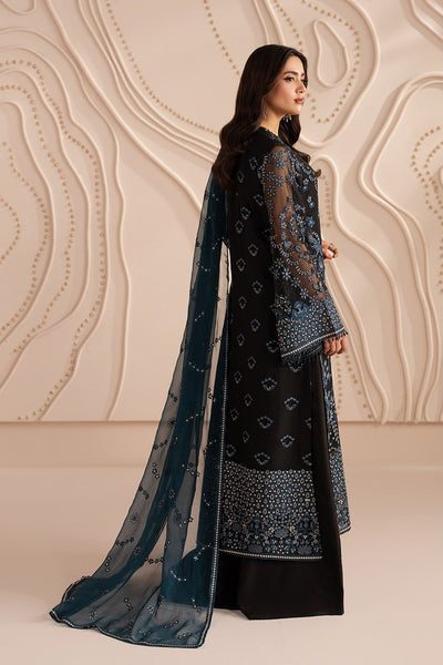 Pure Chiffon Navy Blue Embroidered Dress - WW530