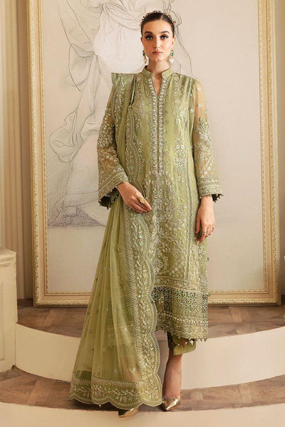 Pure Chiffon Pista Green Embroidered Dress - WW507