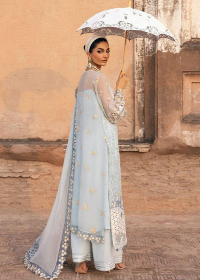 Pure Chiffon Sky Blue Embroidered Dress - WW509