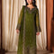 Pure Chiffon Dark Green Embroidered Dress - WW511