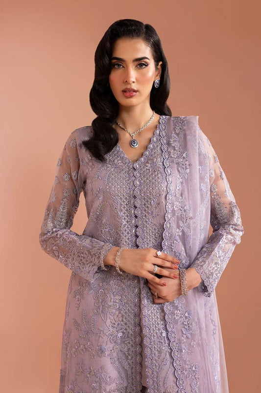Pure Chiffon Purple Embroidered Dress - WW518