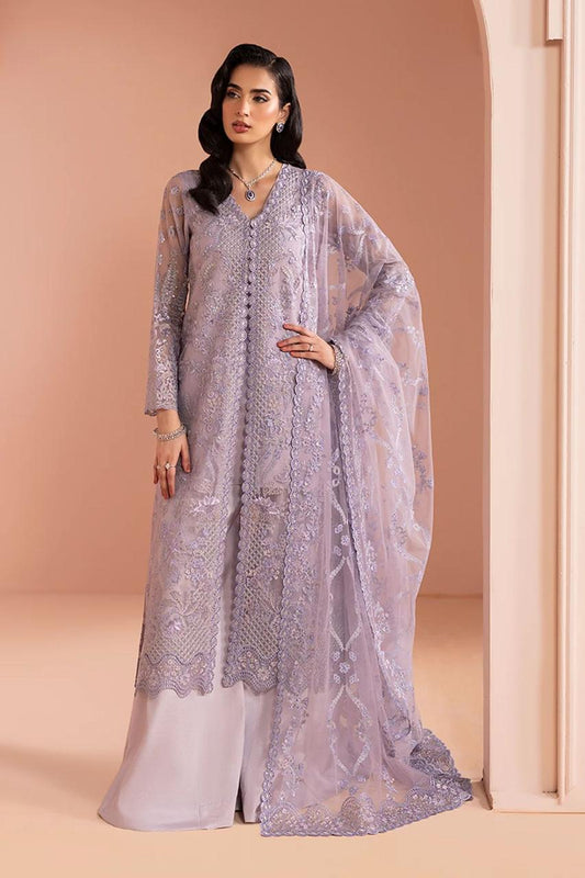 Pure Chiffon Purple Embroidered Dress - WW518