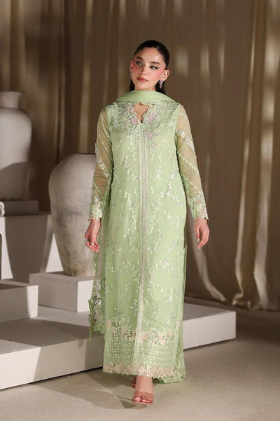 Pure Chiffon Light Green Embroidered Dress - WW512