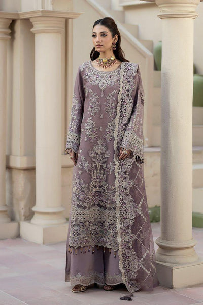Pure Chiffon Dark Purple Embroidered Dress - WW505