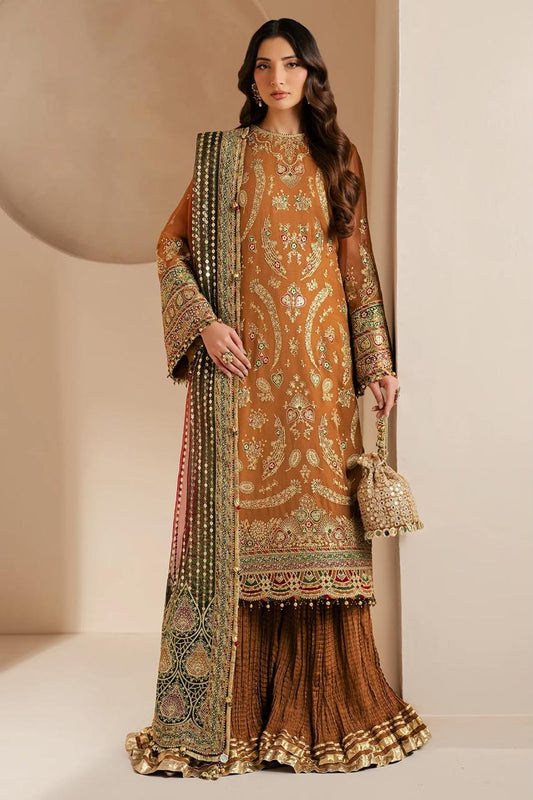 Pure Chiffon Mustard Embroidered Dress - WW502