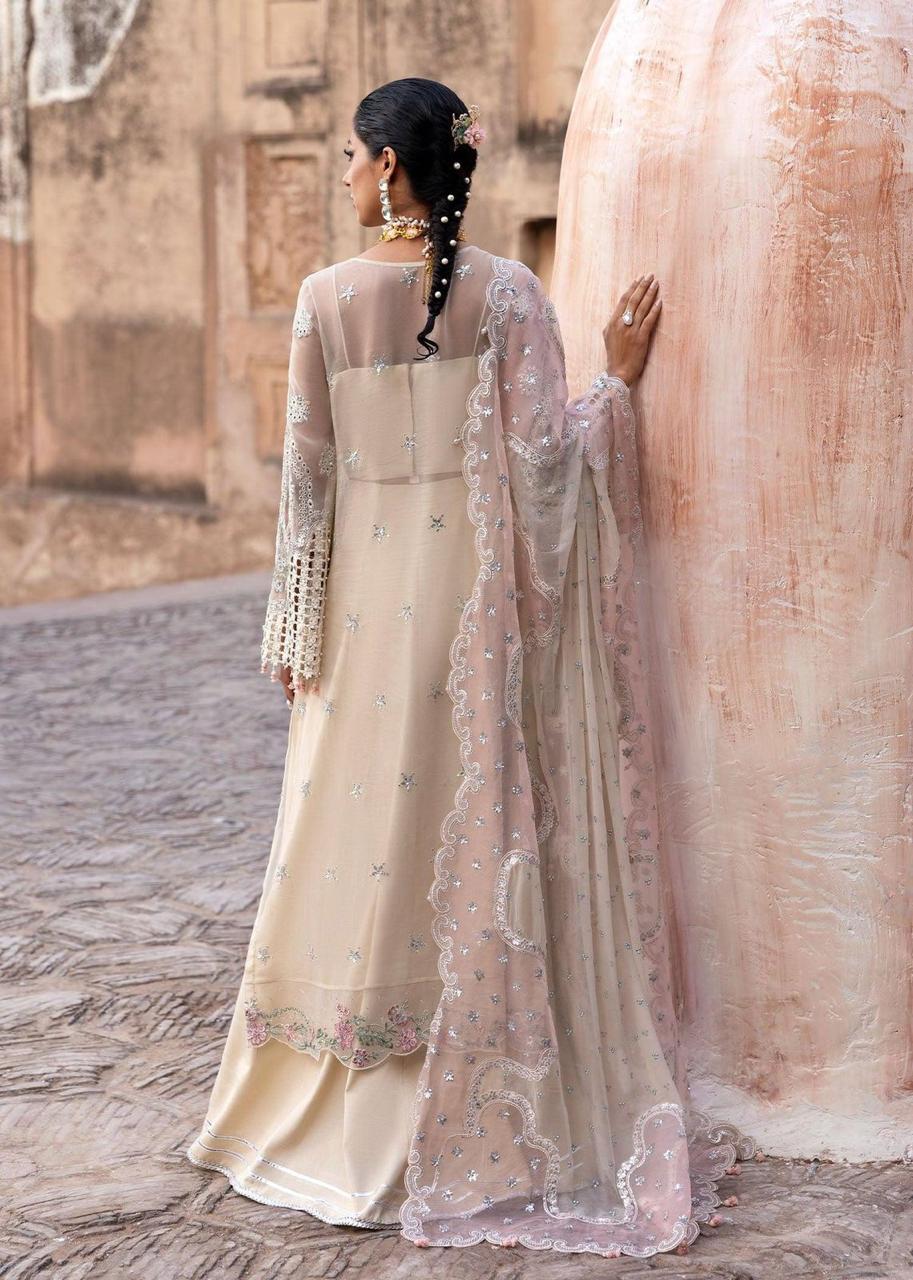 Pure Chiffon Off White Embroidered Dress - WW517