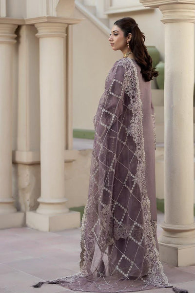 Pure Chiffon Dark Purple Embroidered Dress - WW505