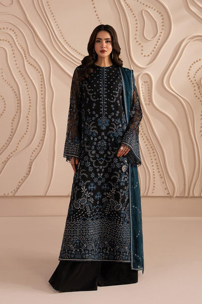 Pure Chiffon Black Embroidered Dress - WW514