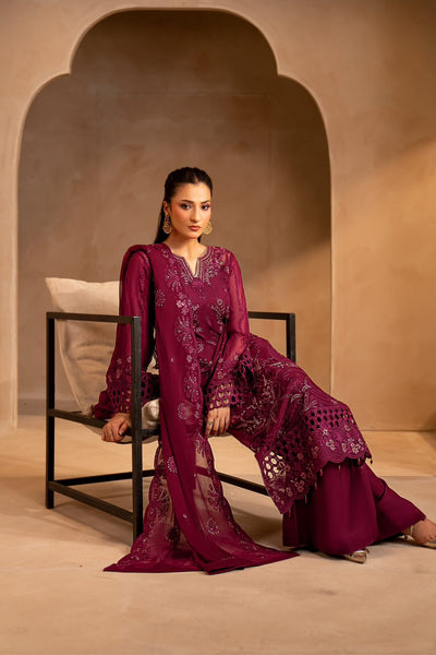 Pure Chiffon Pink Embroidered Dress - WW532