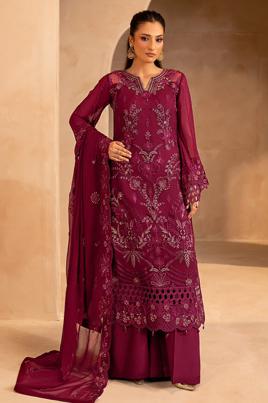 Pure Chiffon Pink Embroidered Dress - WW532