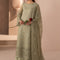 Pure Chiffon Pista Green Embroidered Dress - WW533