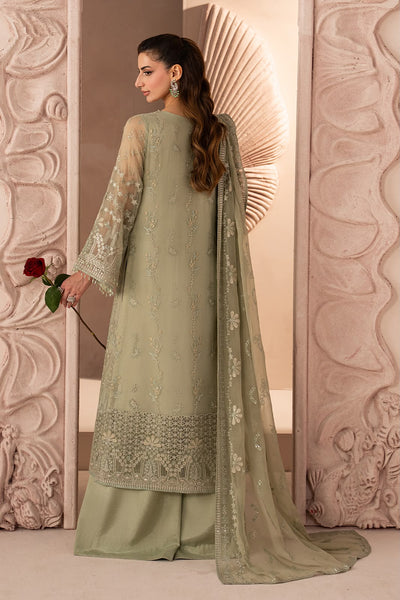 Pure Chiffon Pista Green Embroidered Dress - WW533
