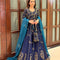 Pure Raw Silk Navy Blue Embroidered Maxi Dress - WW551