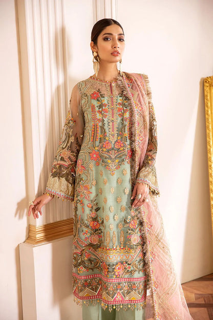 Pure Chiffon Pista Green Embroidered Dress : PSS070