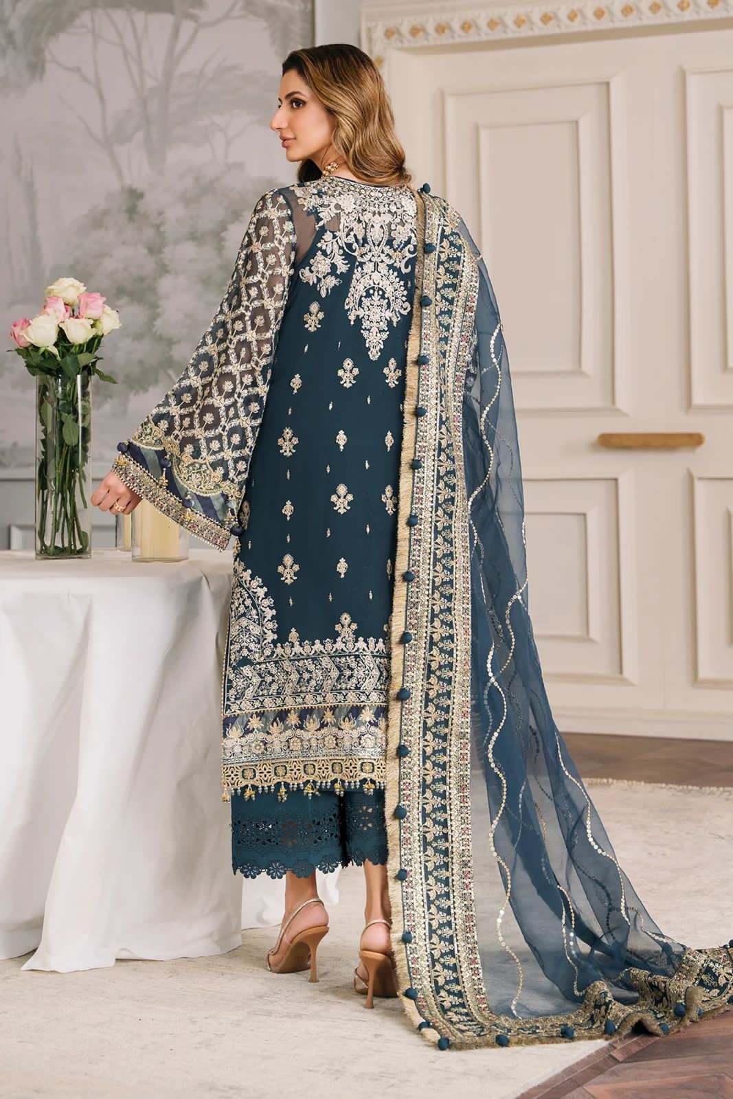 Pure Chiffon Majestic Embroidered Dress : WWS048