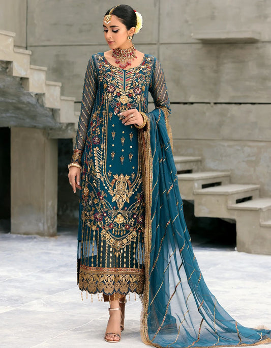 Pure Chiffon Wedding Embroidered Dress : WW117