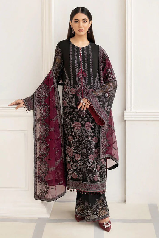 Pure Chiffon Black Embroidered Dress : WW177