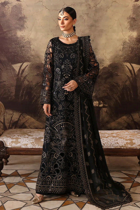 Pure Chiffon Black Embroidered Dress - WW241