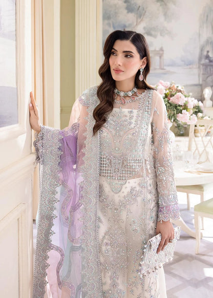 Pure Chiffon Off White Embroidered Dress - WW268