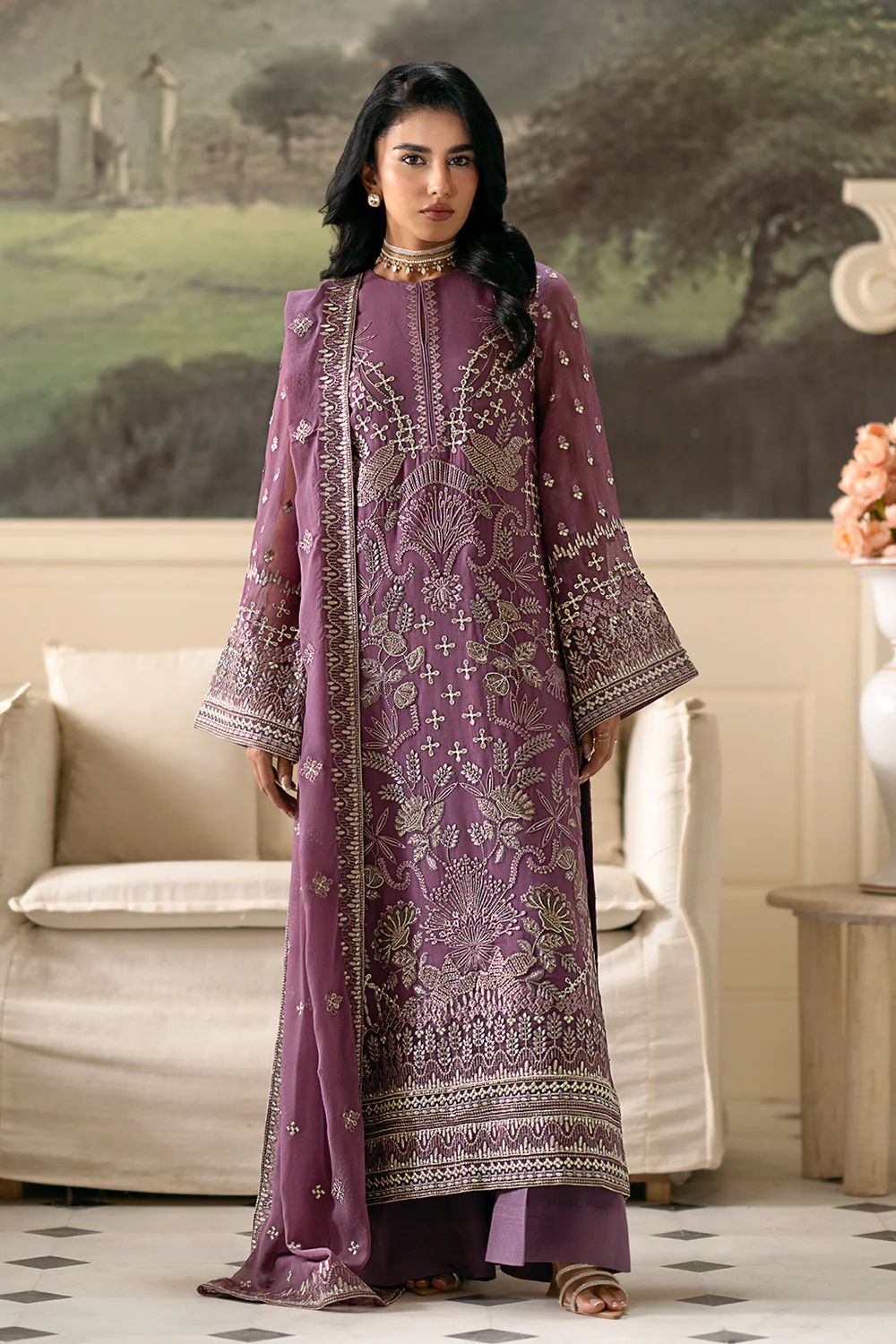 Pure Chiffon Plump Embroidered Dress - WW272
