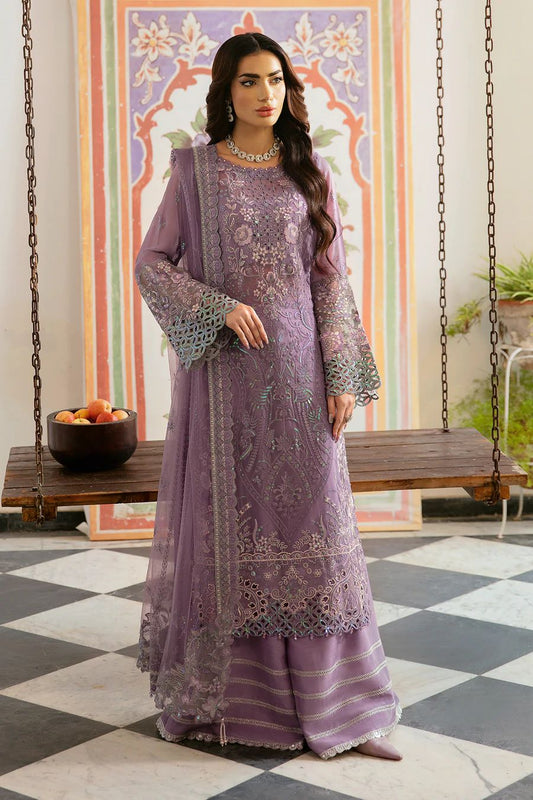 Pure Chiffon Purple Embroidered Dress - WW279