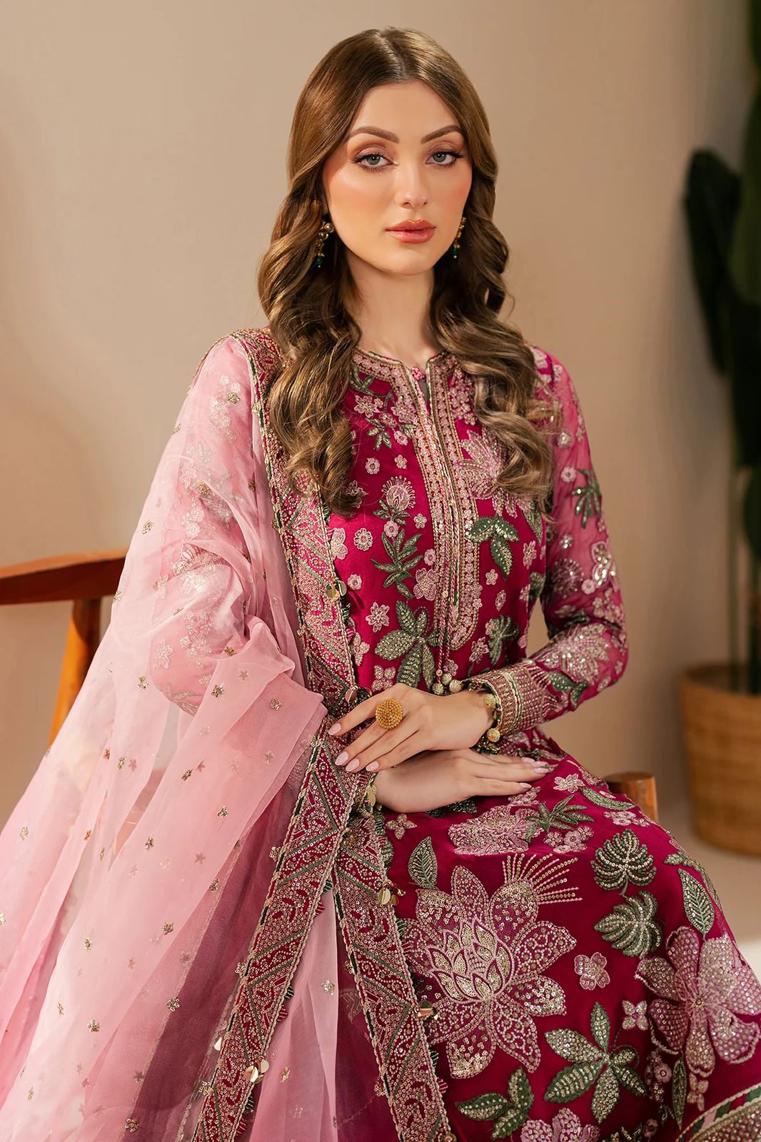 Pure Chiffon Wedding Embroidered Dress - WW278