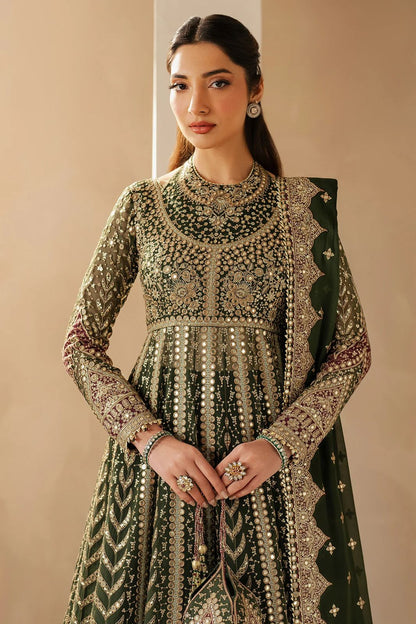 Pure Chiffon Green Embroidered Dress - WW276
