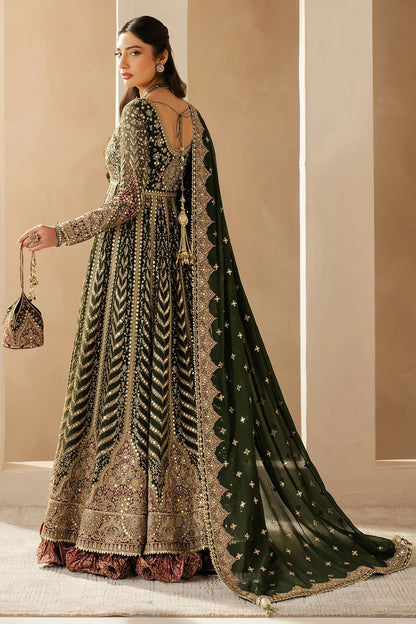 Pure Chiffon Green Embroidered Dress - WW276