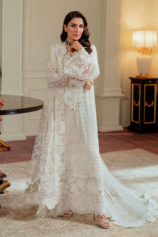 Pure Chiffon Off White Embroidered Dress - WW284