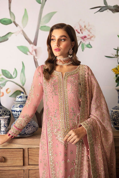 Pure Chiffon Pink Embroidered Dress : WW276