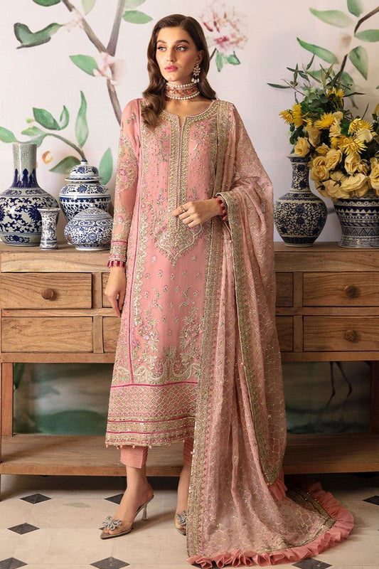 Pure Chiffon Pink Embroidered Dress : WW276